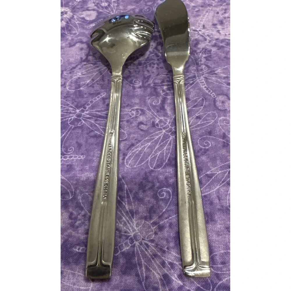 Wallace WAS244 Stainless Steel Flatware‎ Sugar Spoon Butter Knife Set Of 2